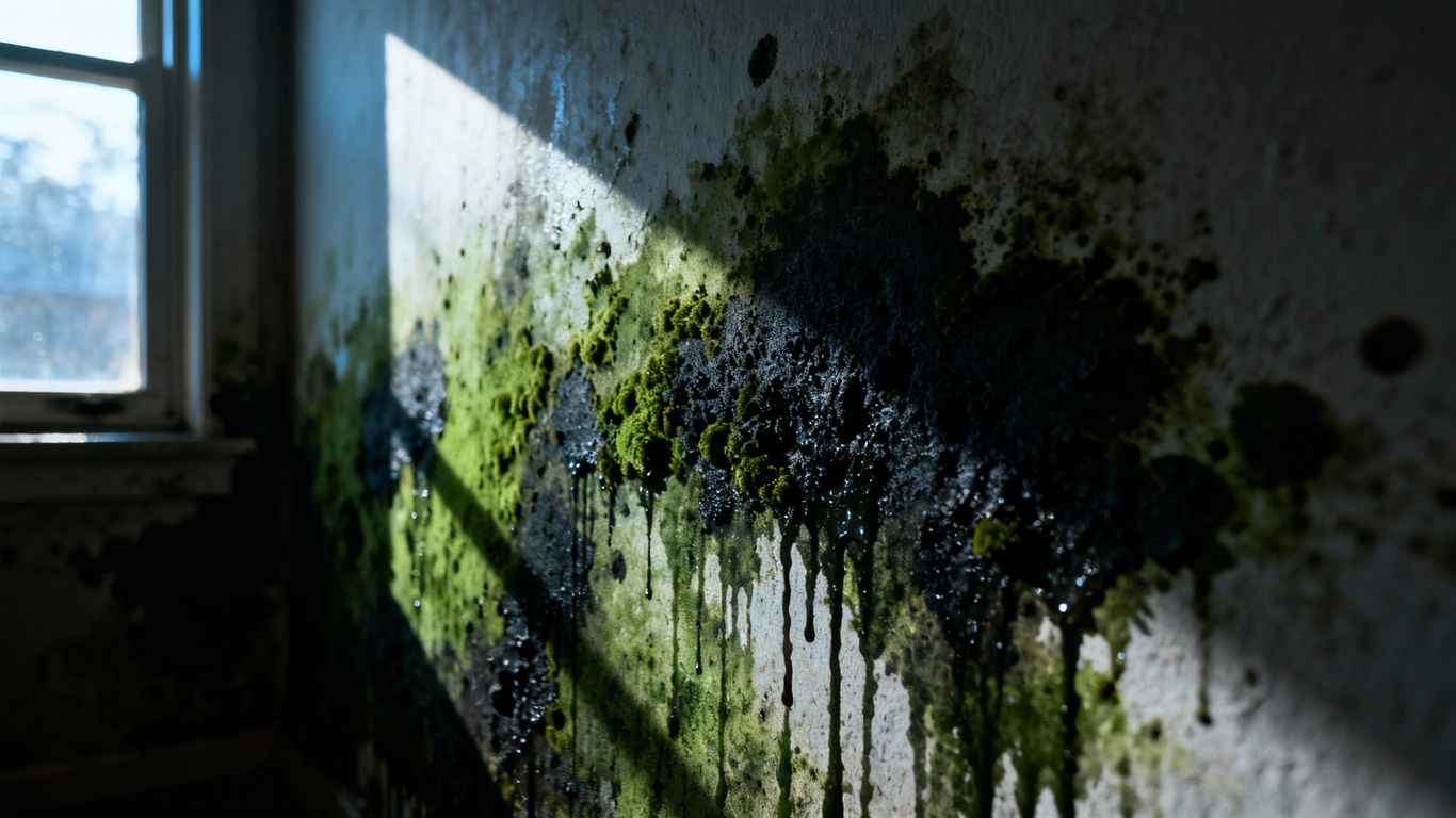 Mouldy wall in a damp house